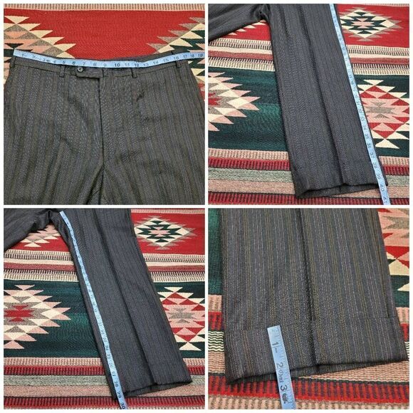 Gianluca ISAIA Napoli Wool 2 Piece Suit Sz 42R Pant 34x29 Gray Brown Pinstripe - Picture 14 of 14